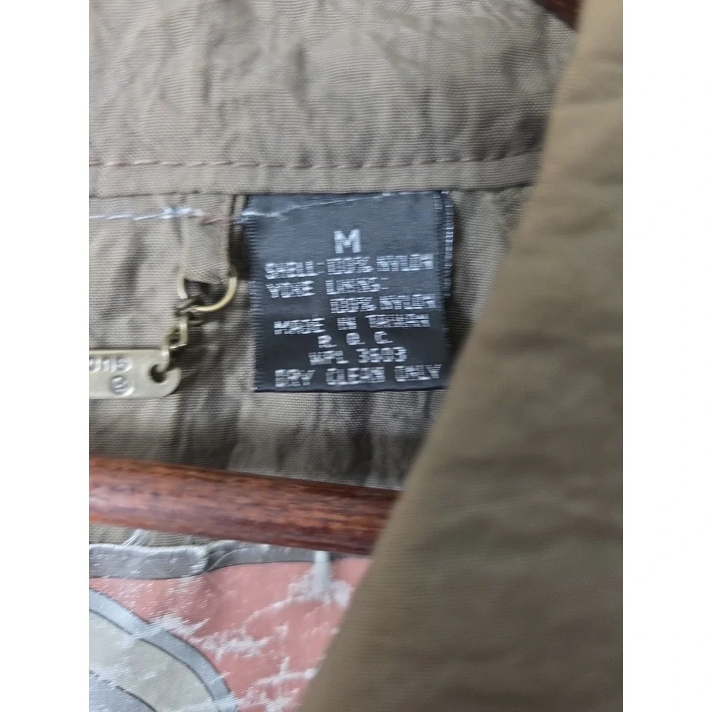 VTG 80s Trans-Atlantique Brown Nylon Utility Trench Coat Women Medium Oversized